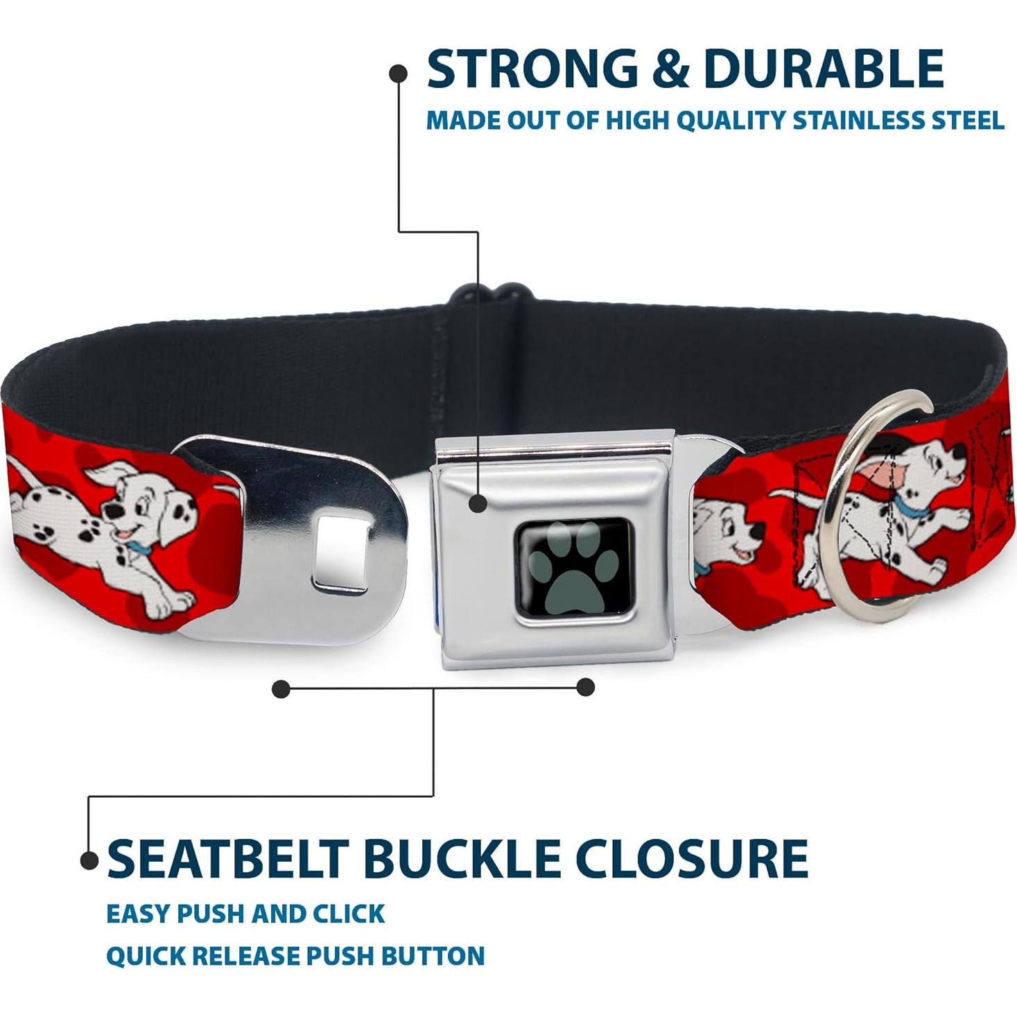 Collar de Perro Buckle-Down Dálmatas 2.54 cm Ajustable 22.86-38.1 cm