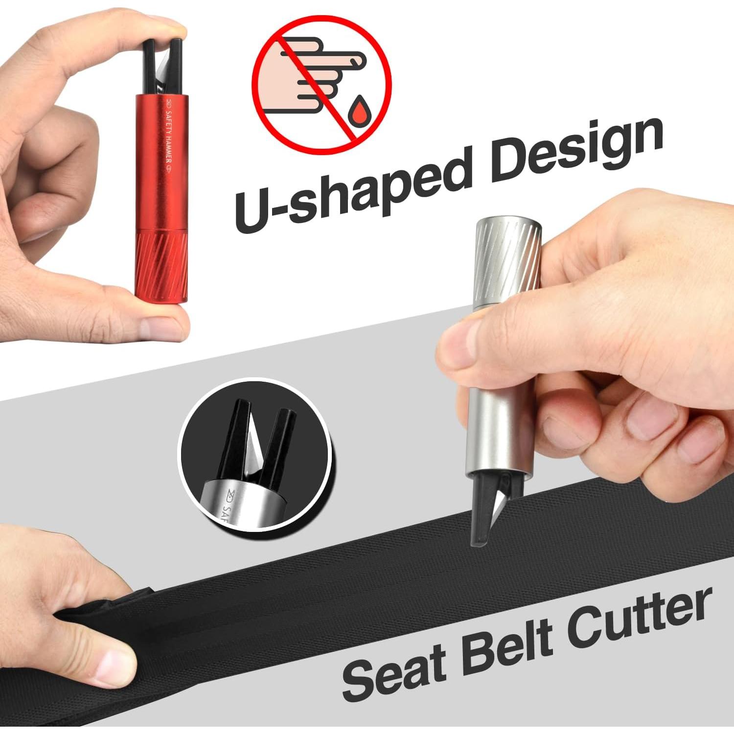 Martillo de Seguridad Aukmak 2 en 1 Rompe Ventanas y Cortador