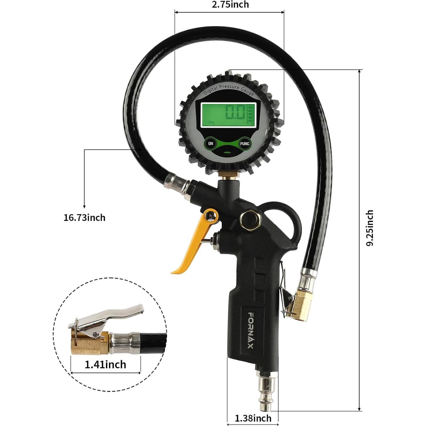 Inflador de Neumáticos Digital FORNAX con Manómetro 200 PSI
