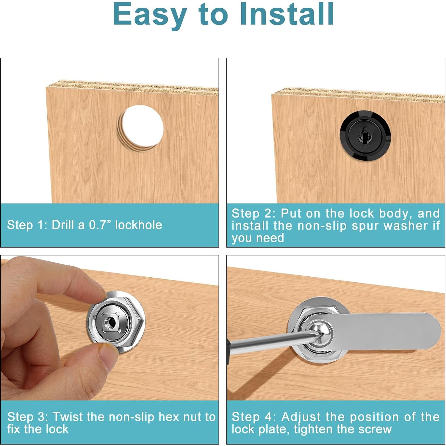 Cerradura de Cajón Pertinel Negra 3.81 cm con Llave Igual 2 Pcs