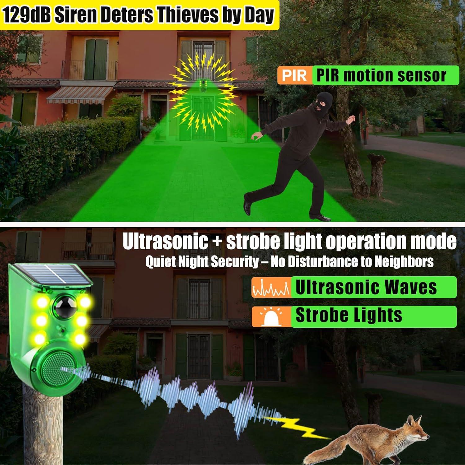 Alarma de Movimiento Solar SENKEFEI 129dB con Luz Estroboscópica