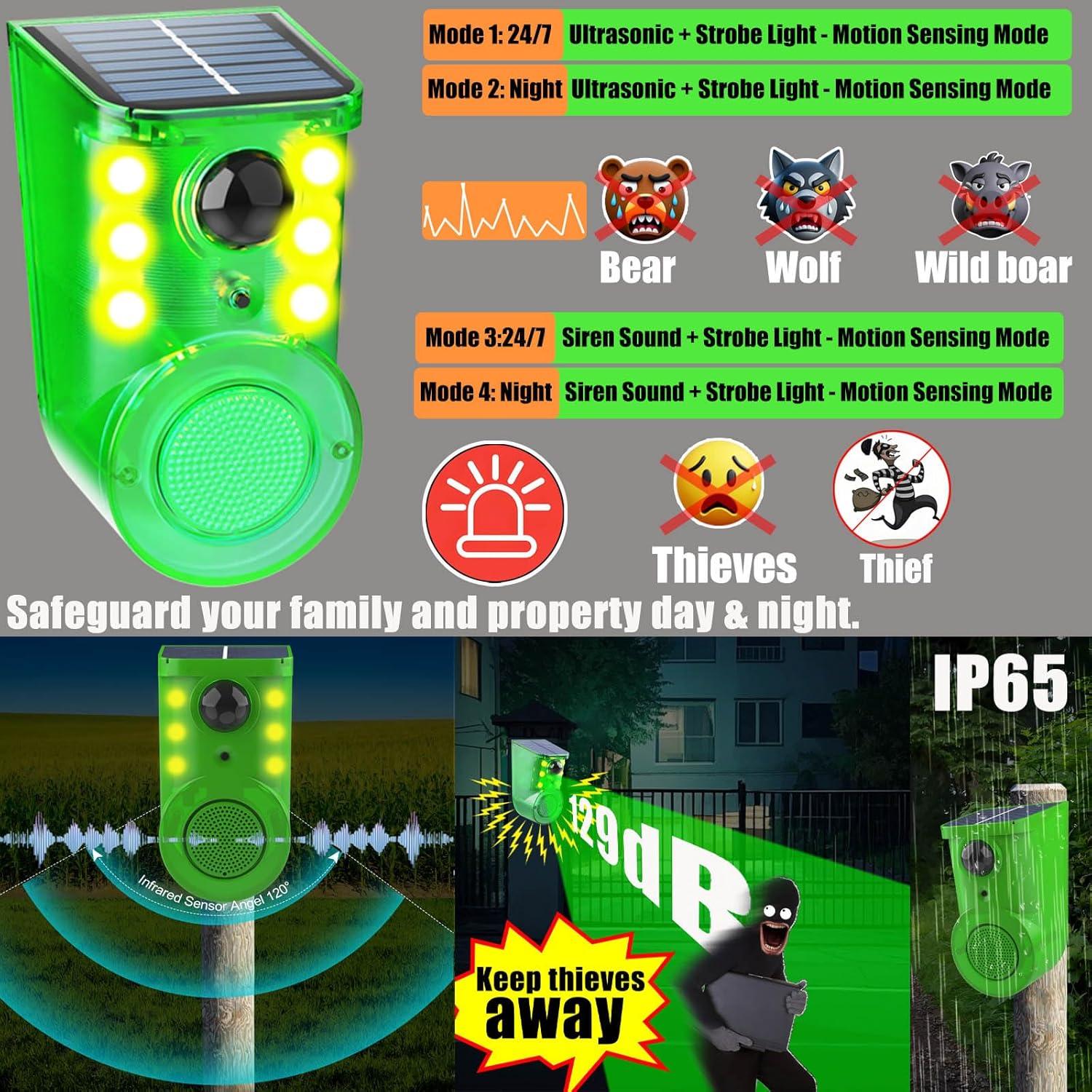 Alarma de Movimiento Solar SENKEFEI 129dB con Luz Estroboscópica