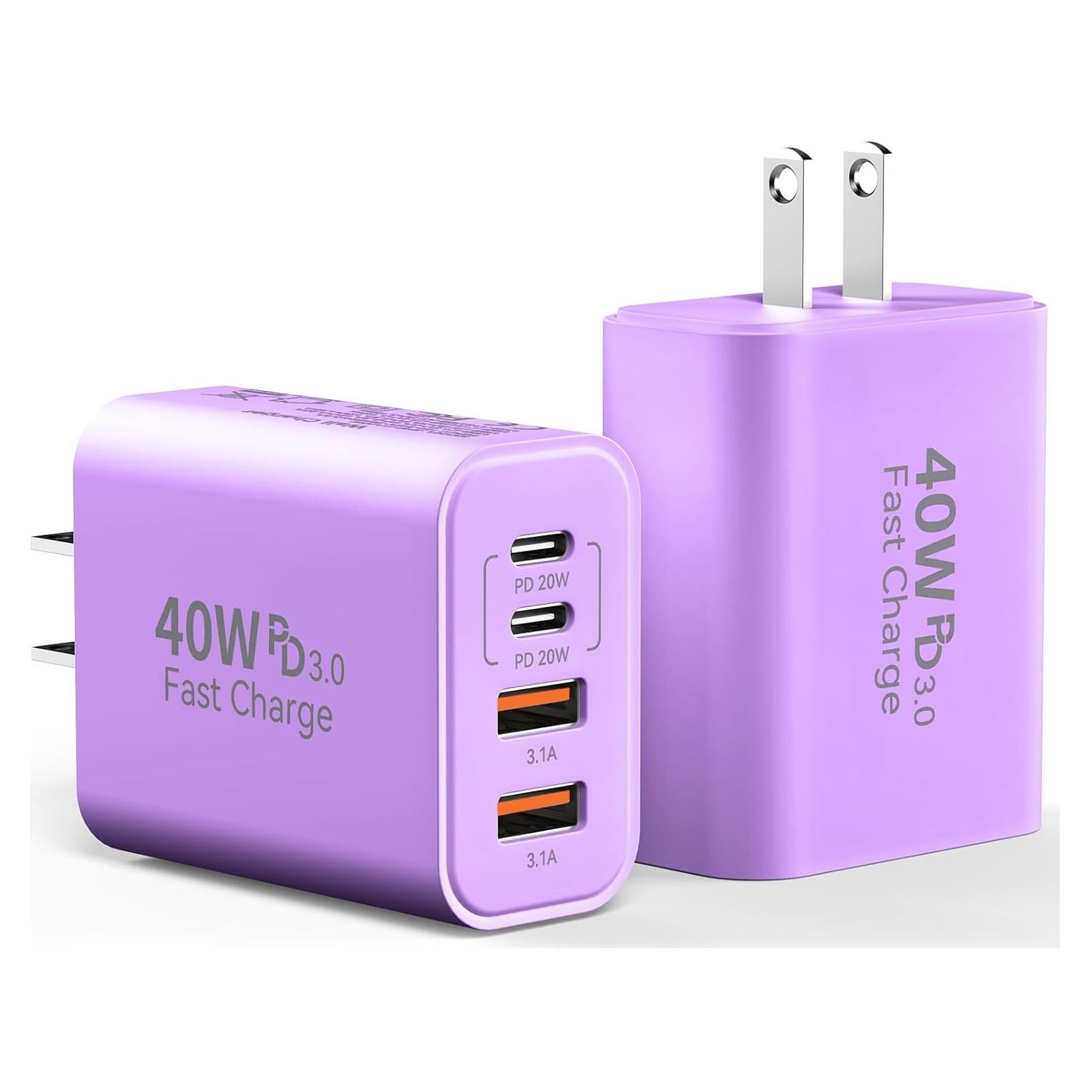 Cargador de Pared USB C 40W 4 Puertos Ubearkk Rápido