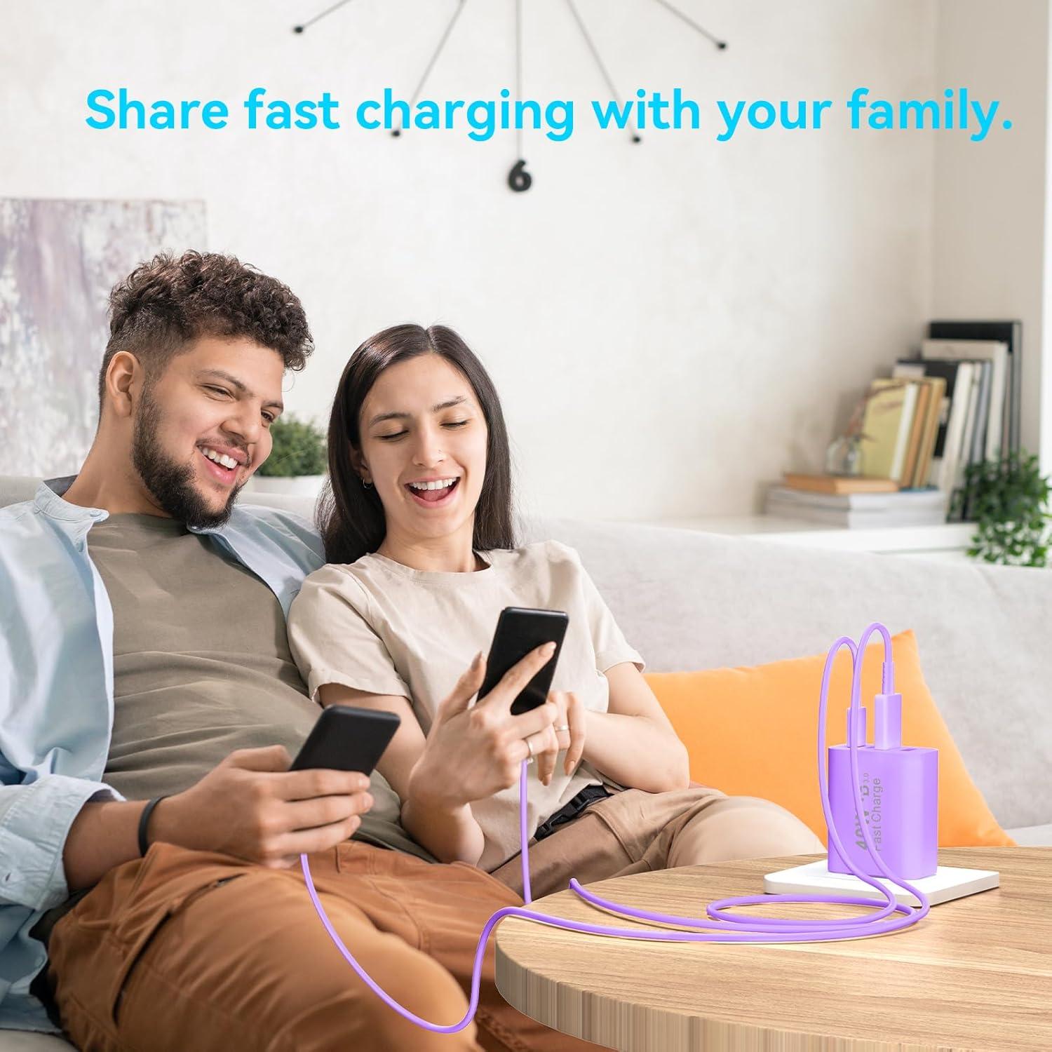 Cargador de Pared USB C 40W 4 Puertos Ubearkk Rápido