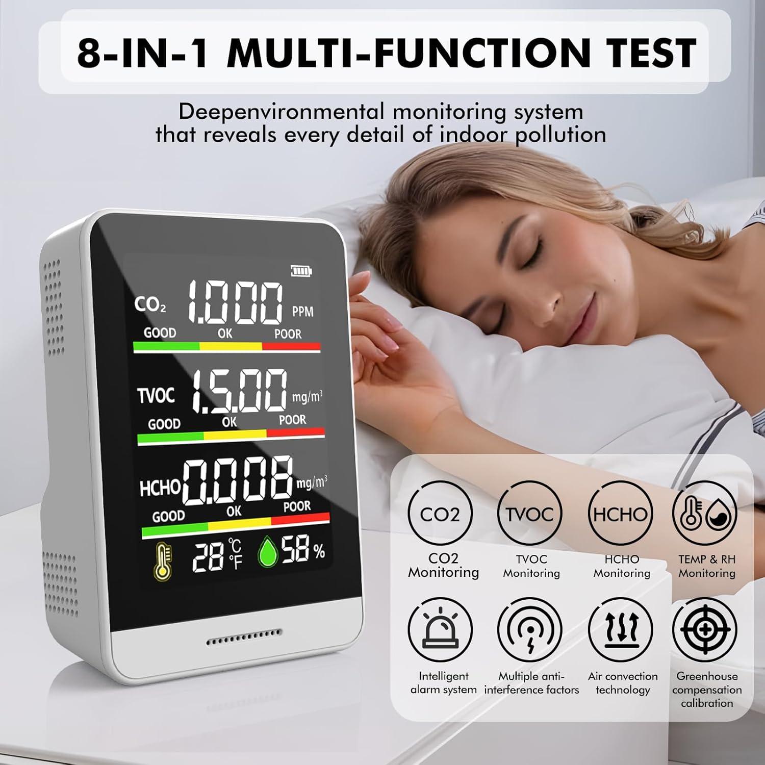 Monitor de Calidad del Aire 22 HOBBIES AK3 8-en-1 Temperatura Humedad