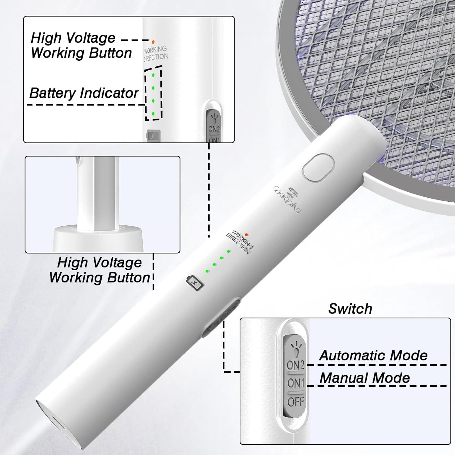 Raqueta Zapper Eléctrica de Insectos GooQand 4000V 2 Piezas