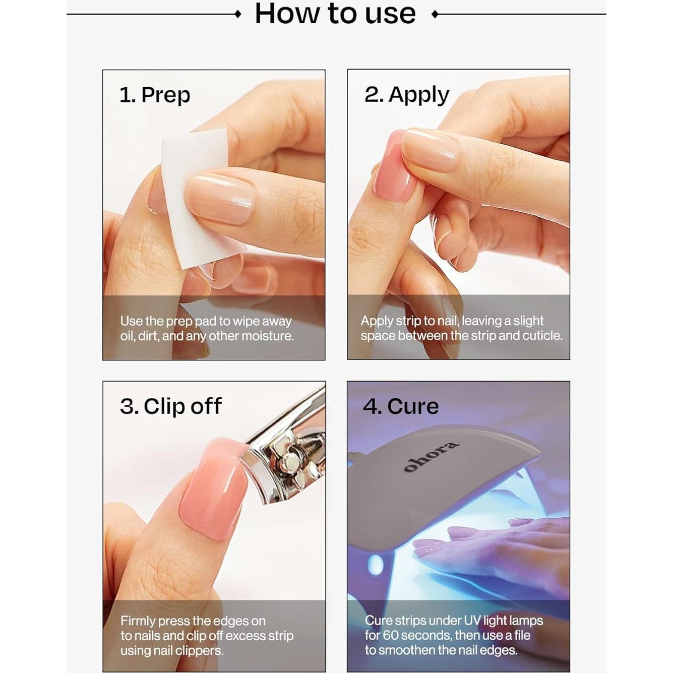 Tiras de Uñas Gel Semi-Curadas ohora - Conjunto 3 Colores