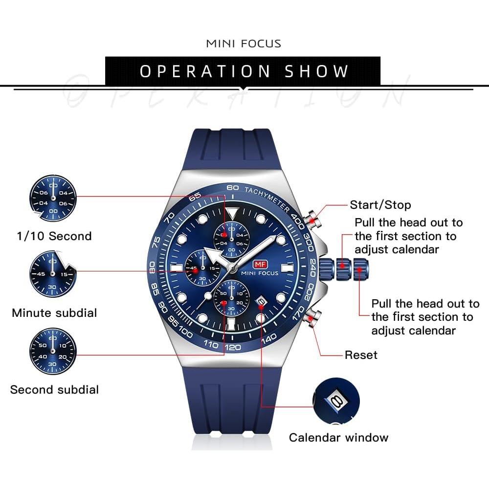 Reloj de Pulsera Mini Focus MF0488G Casual Hombre Azul-Plata