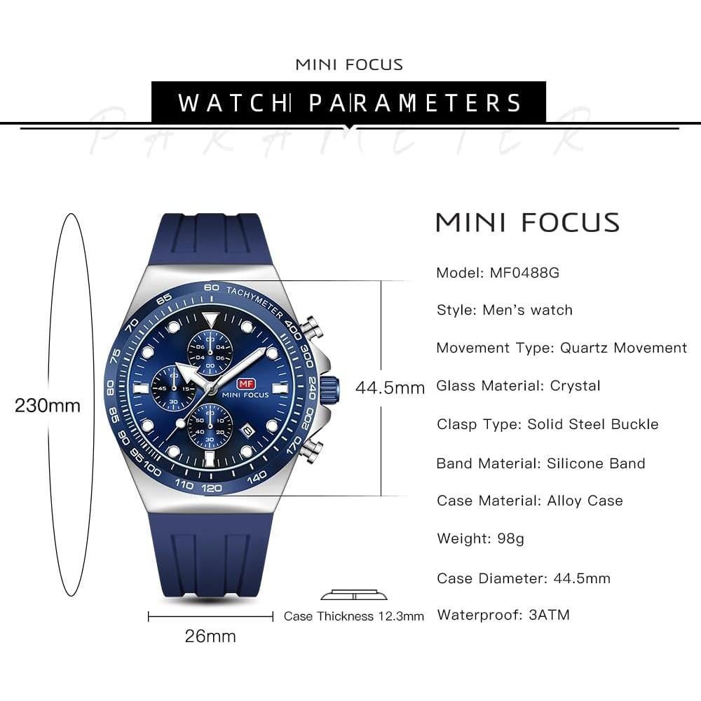 Reloj de Pulsera Mini Focus MF0488G Casual Hombre Azul-Plata