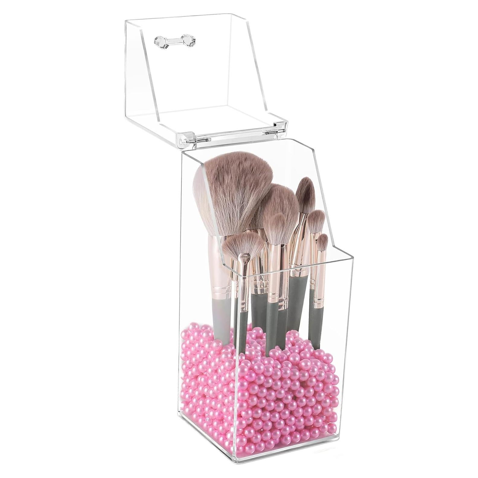 Sooyee Organizador de Brochas de Maquillaje Acrílico Rosa 9.4x21.1cm