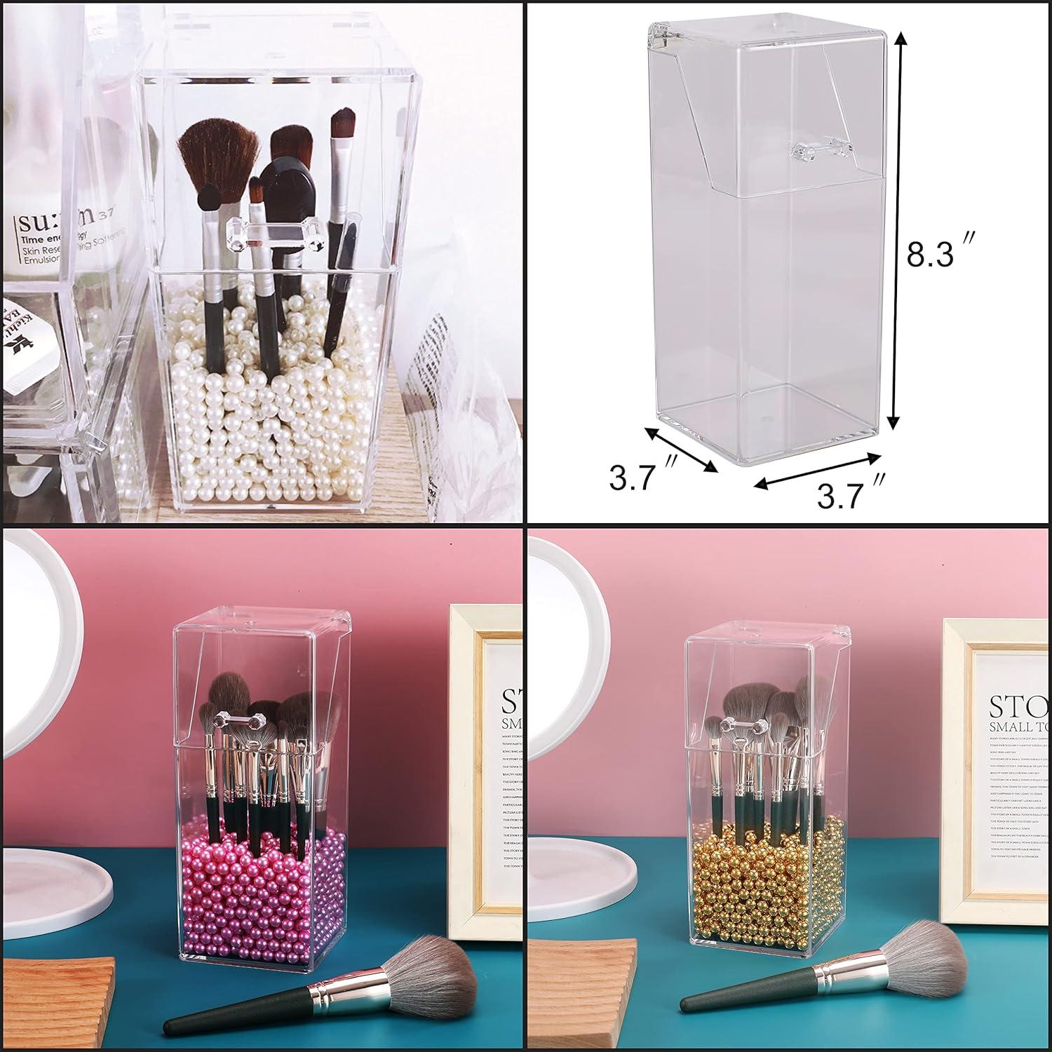 Sooyee Organizador de Brochas de Maquillaje Acrílico Rosa 9.4x21.1cm