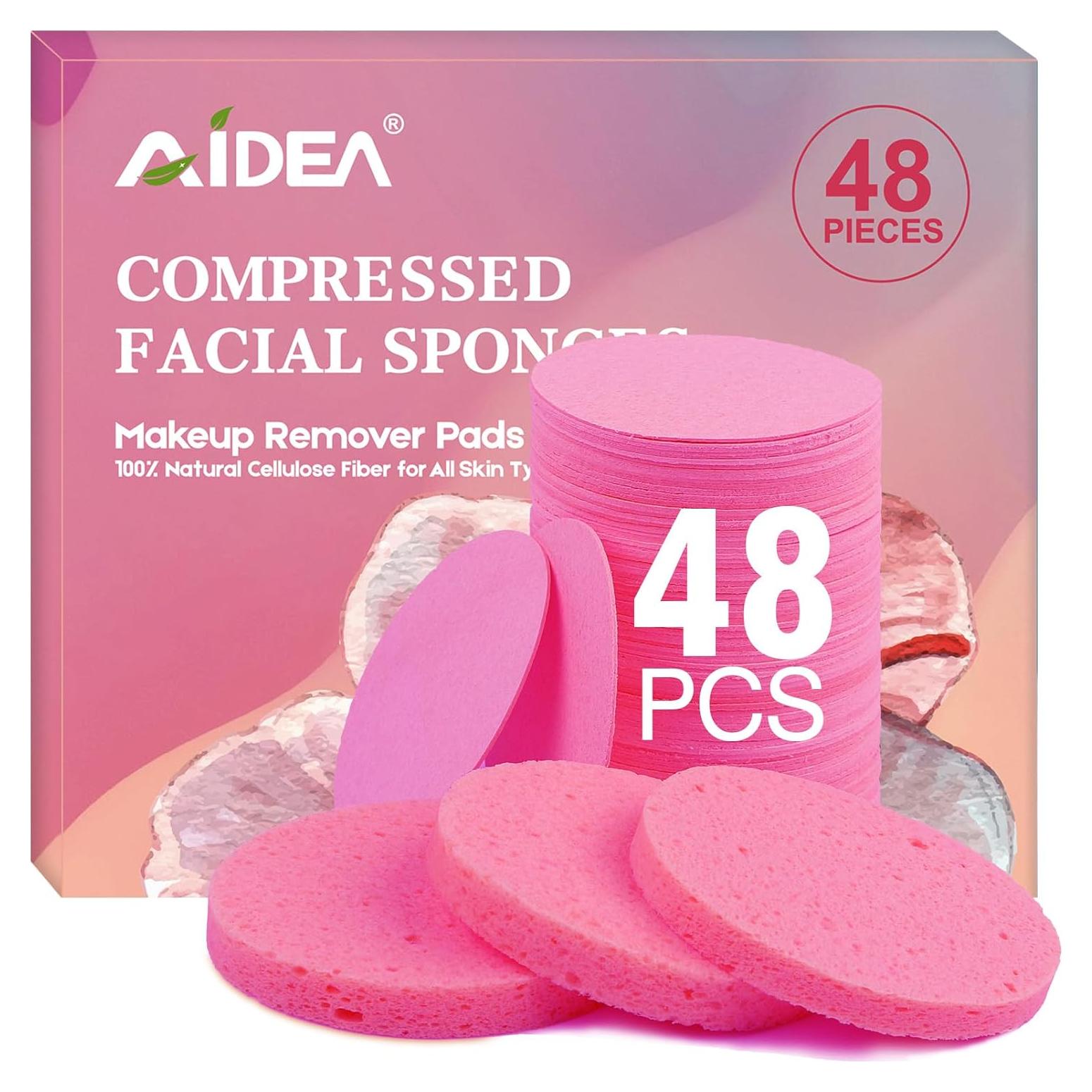Esponjas Faciales Comprimidas AIDEA 48 Unidades Rosa