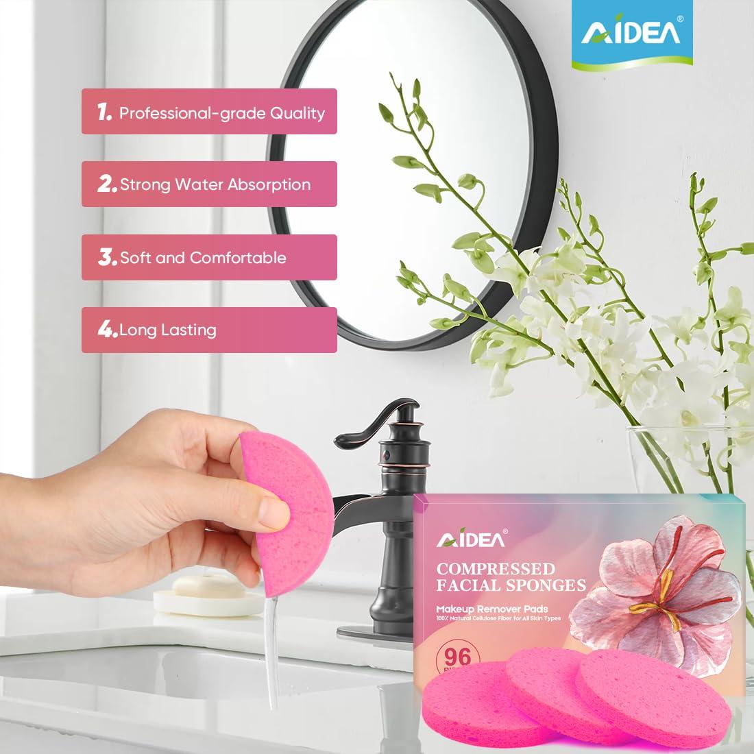 Esponjas Faciales Comprimidas AIDEA 48 Unidades Rosa