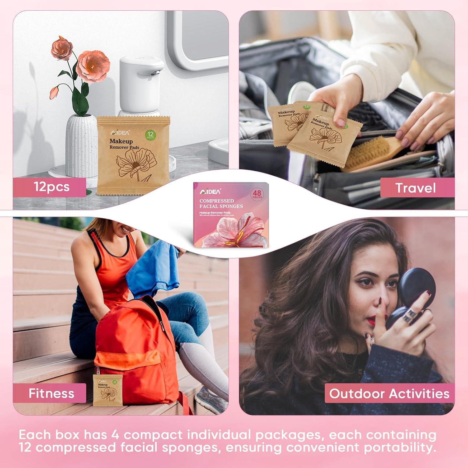 Esponjas Faciales Comprimidas AIDEA 48 Unidades Rosa