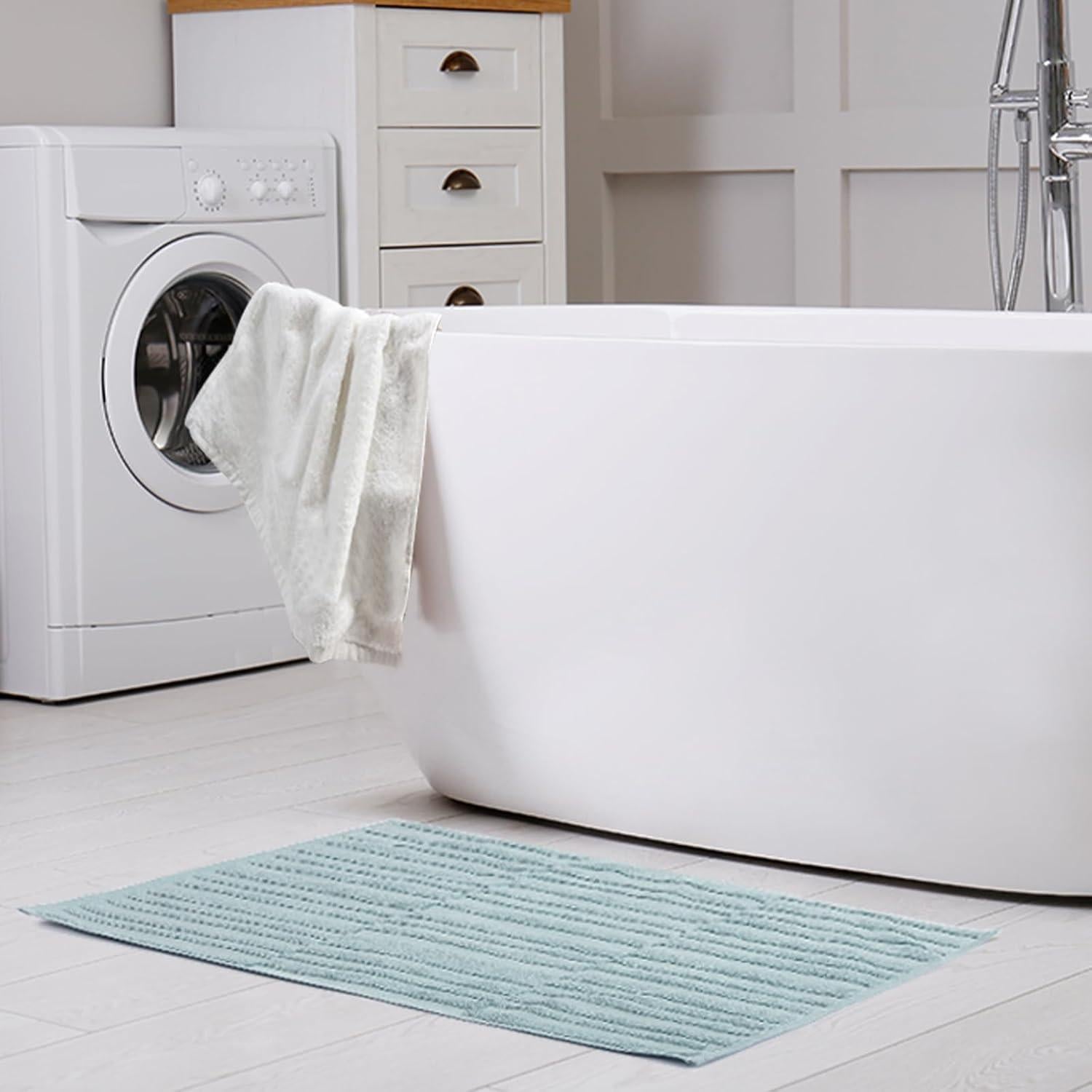 Alfombrillas de Baño SEMAXE 2-Pack Algodón Antideslizantes Azul