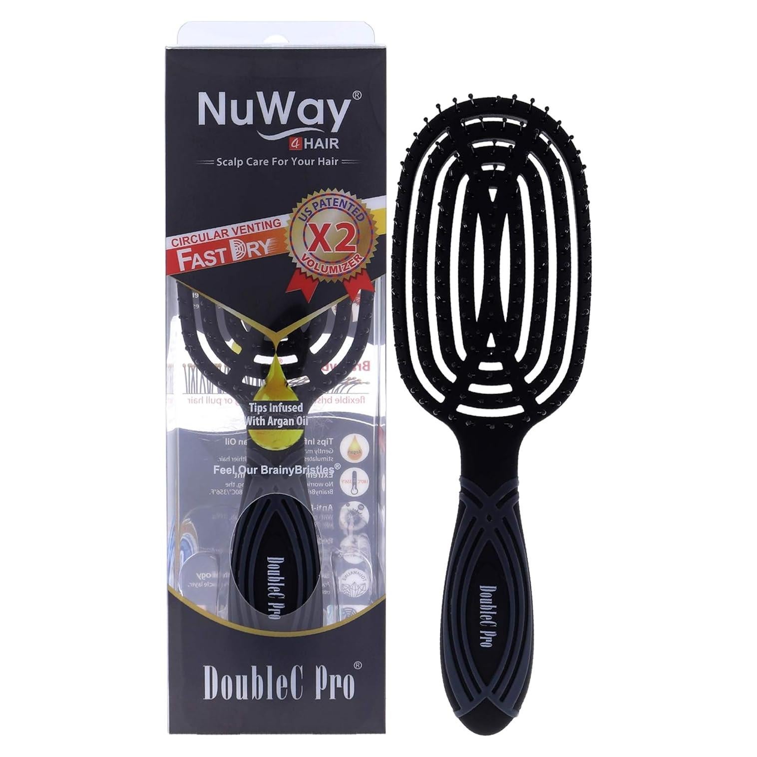 Cepillo Desenredante Doble Curvado NuWay 4HAIR Negro