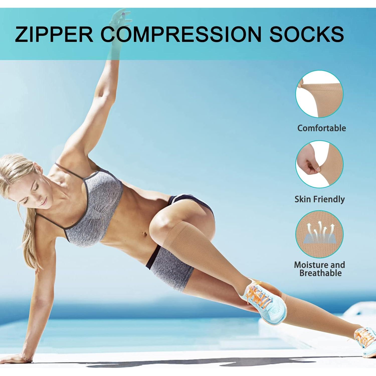 Calcetines de Compresión con Cremallera Athbavib 15-20 mmHg