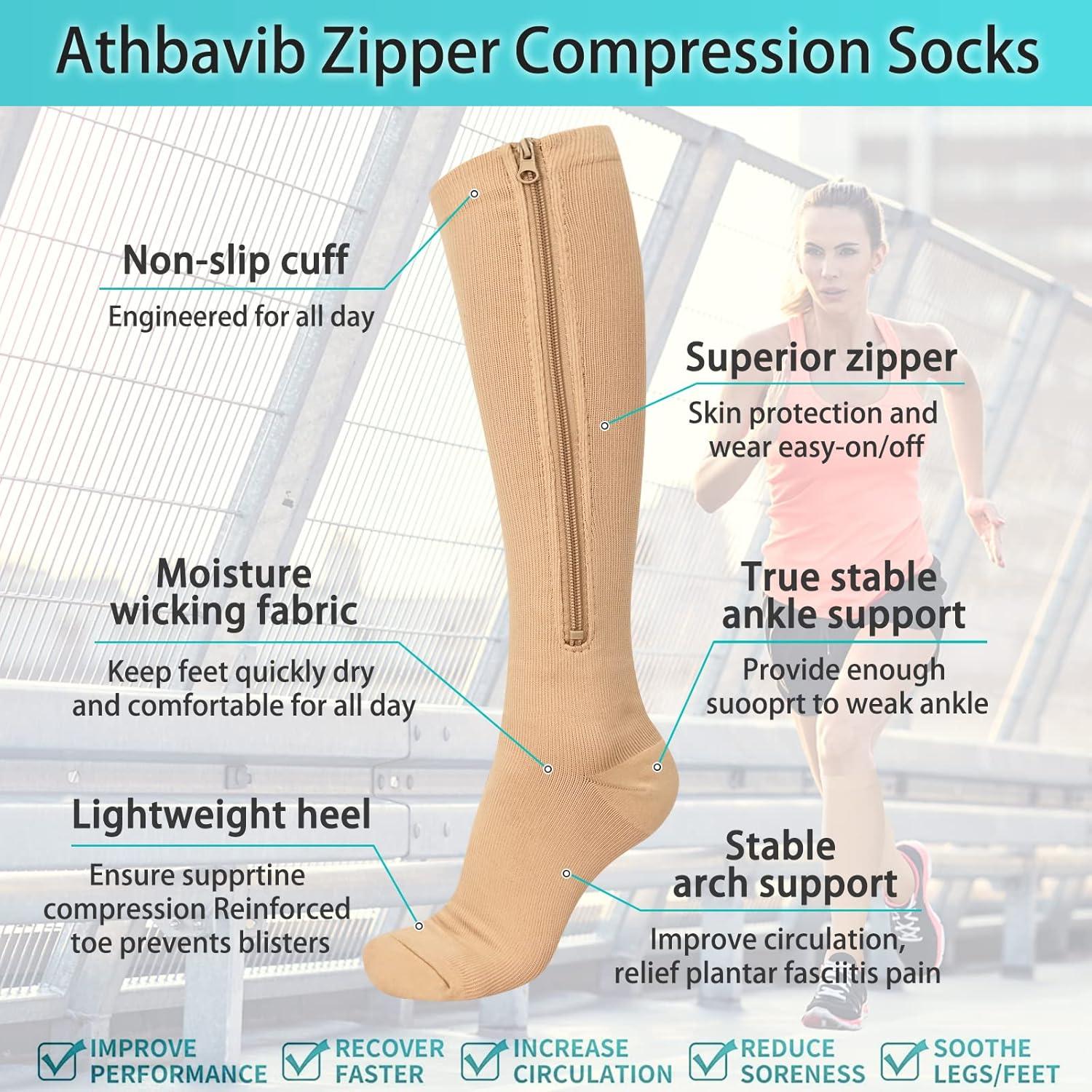 Calcetines de Compresión con Cremallera Athbavib 15-20 mmHg