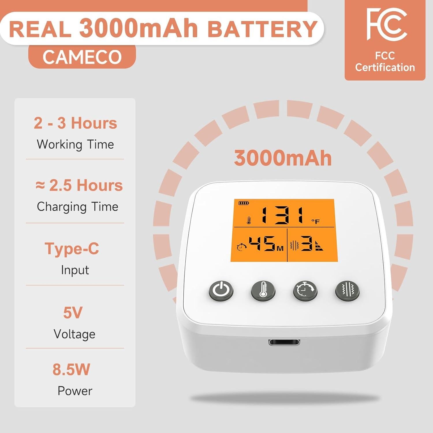 Masajeador de Codo Inalámbrico CAMECO con Calor 3000mAh