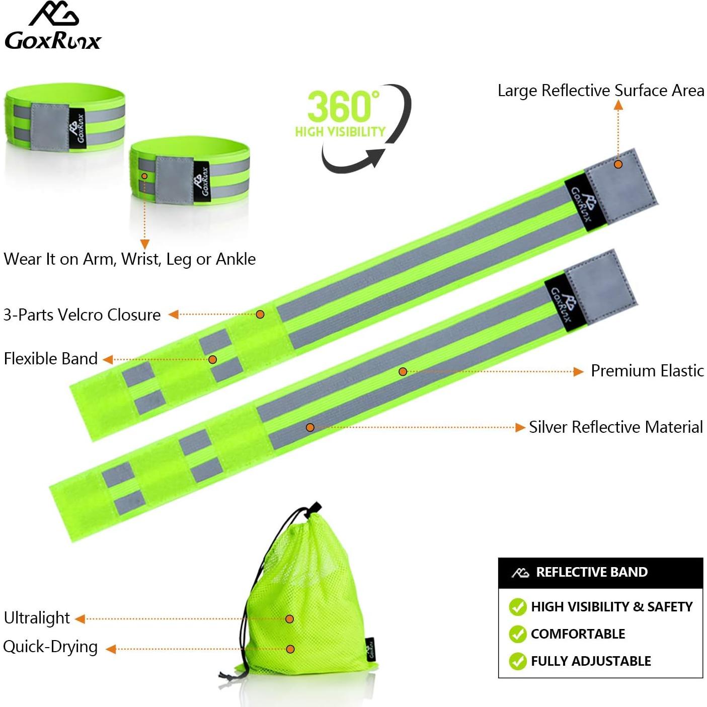 Bandas Reflectantes GoxRunx 6 Piezas Ajustables para Correr