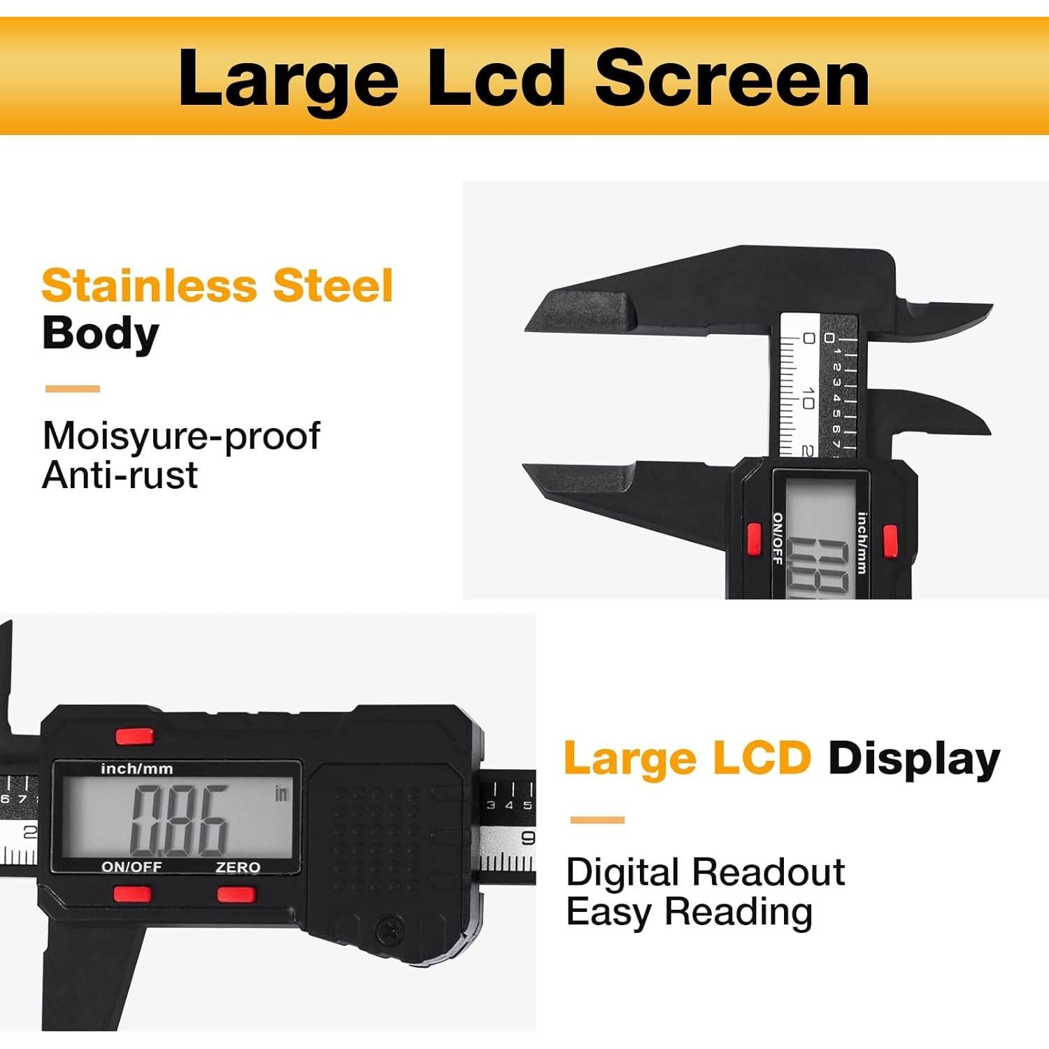 Calibrador Digital UNIPEC 15 cm LCD Alta Precisión Negro