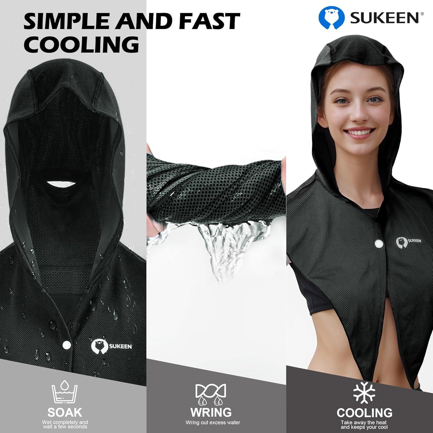 Toalla de Enfriamiento con Capucha Sukeen Negra 63.5x30.5cm