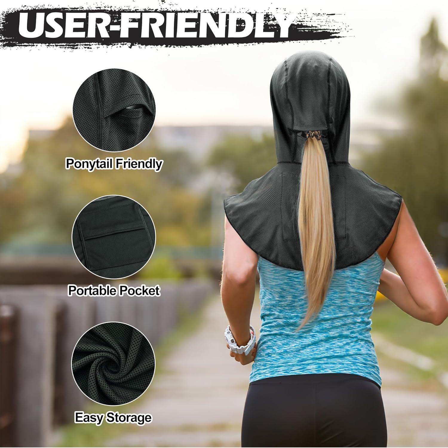 Toalla de Enfriamiento con Capucha Sukeen Negra 63.5x30.5cm