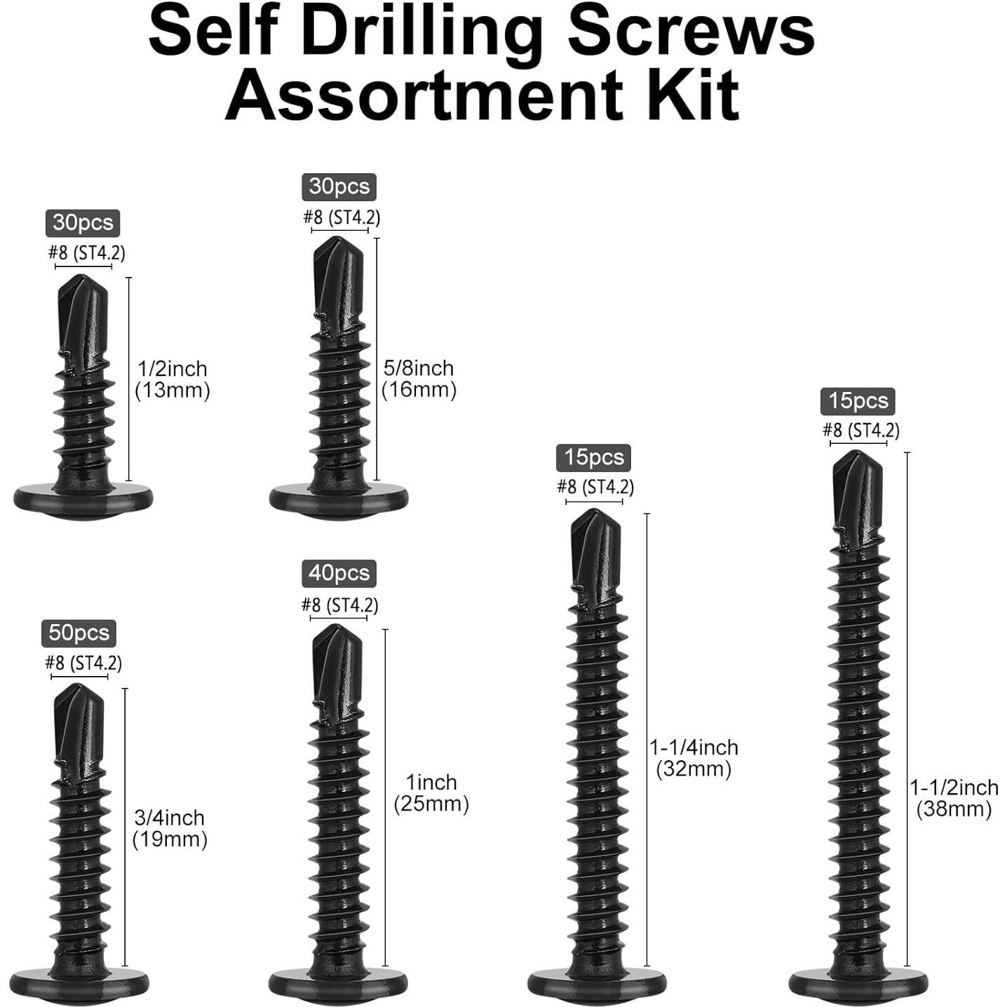 Kit de Tornillos Autoperforantes VGBUY #8 de 180 Piezas
