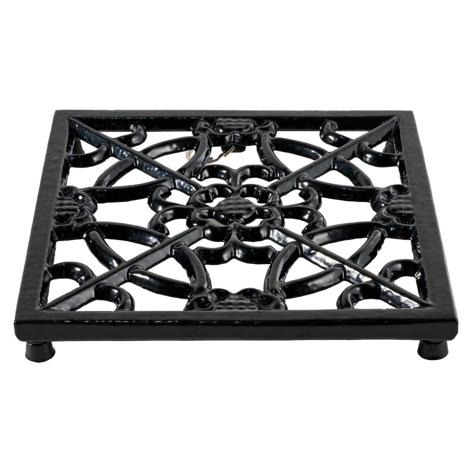 Trivet de Hierro Fundido JOGREFUL Flor Negra 28x21cm