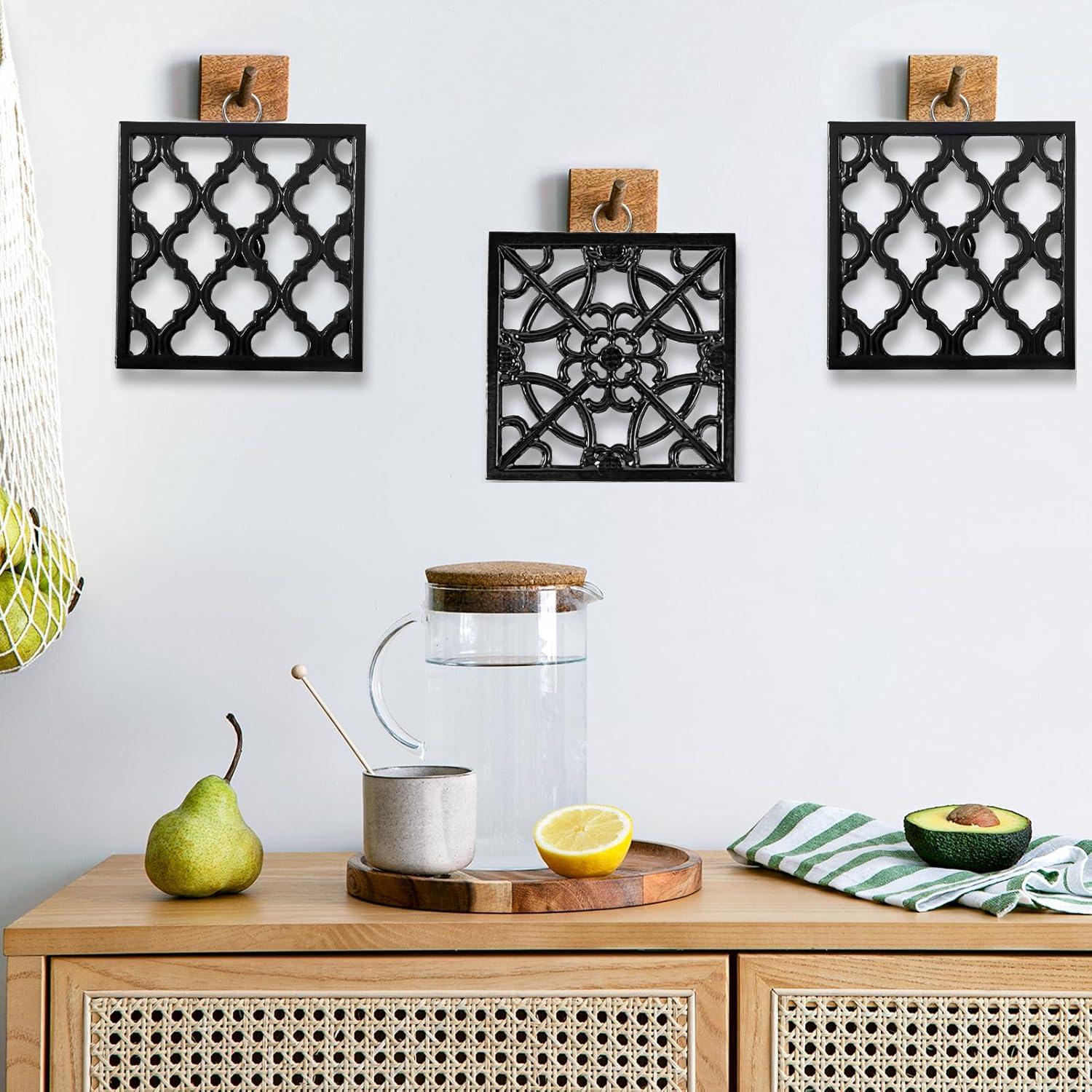 Trivet de Hierro Fundido JOGREFUL Flor Negra 28x21cm