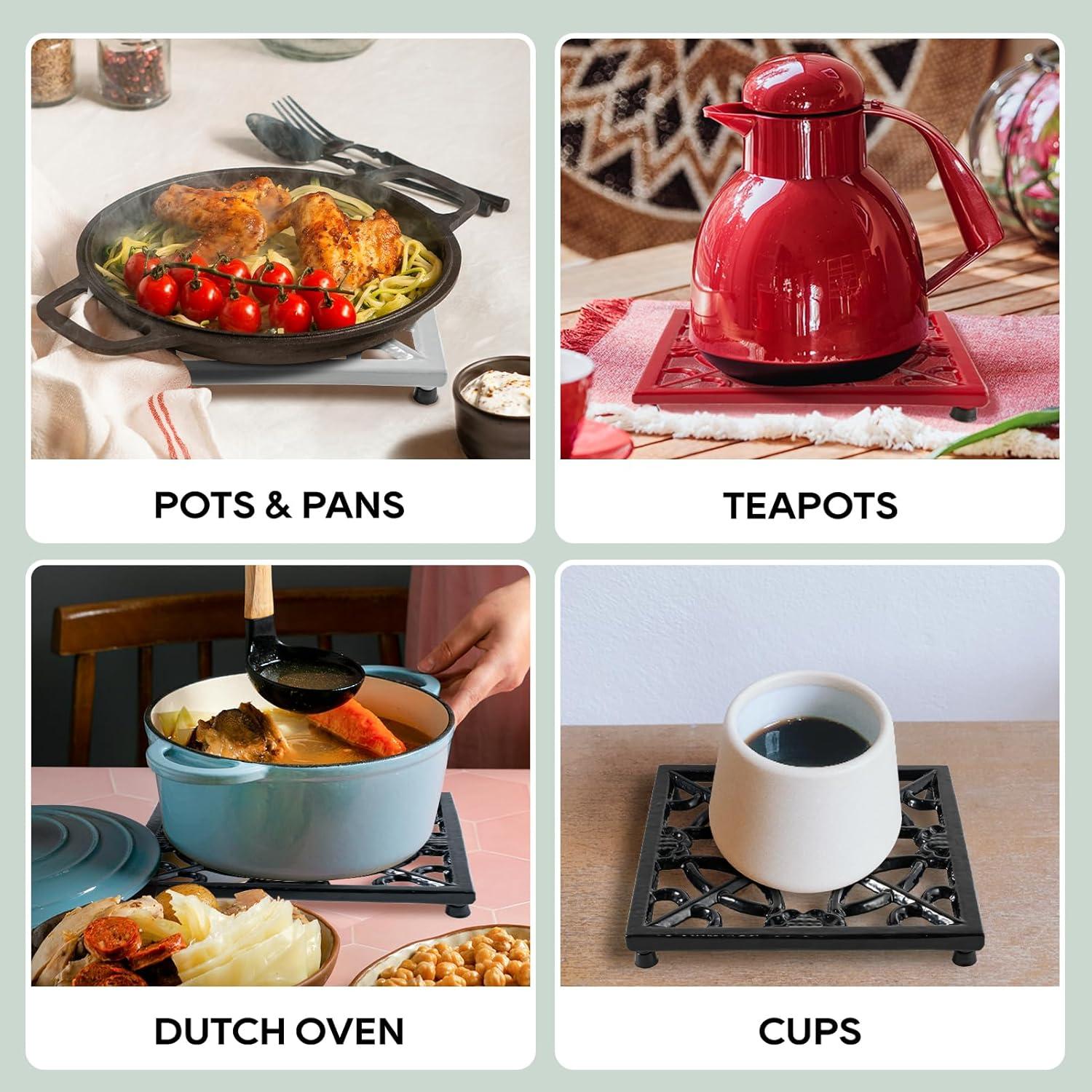 Trivet de Hierro Fundido JOGREFUL Flor Negra 28x21cm