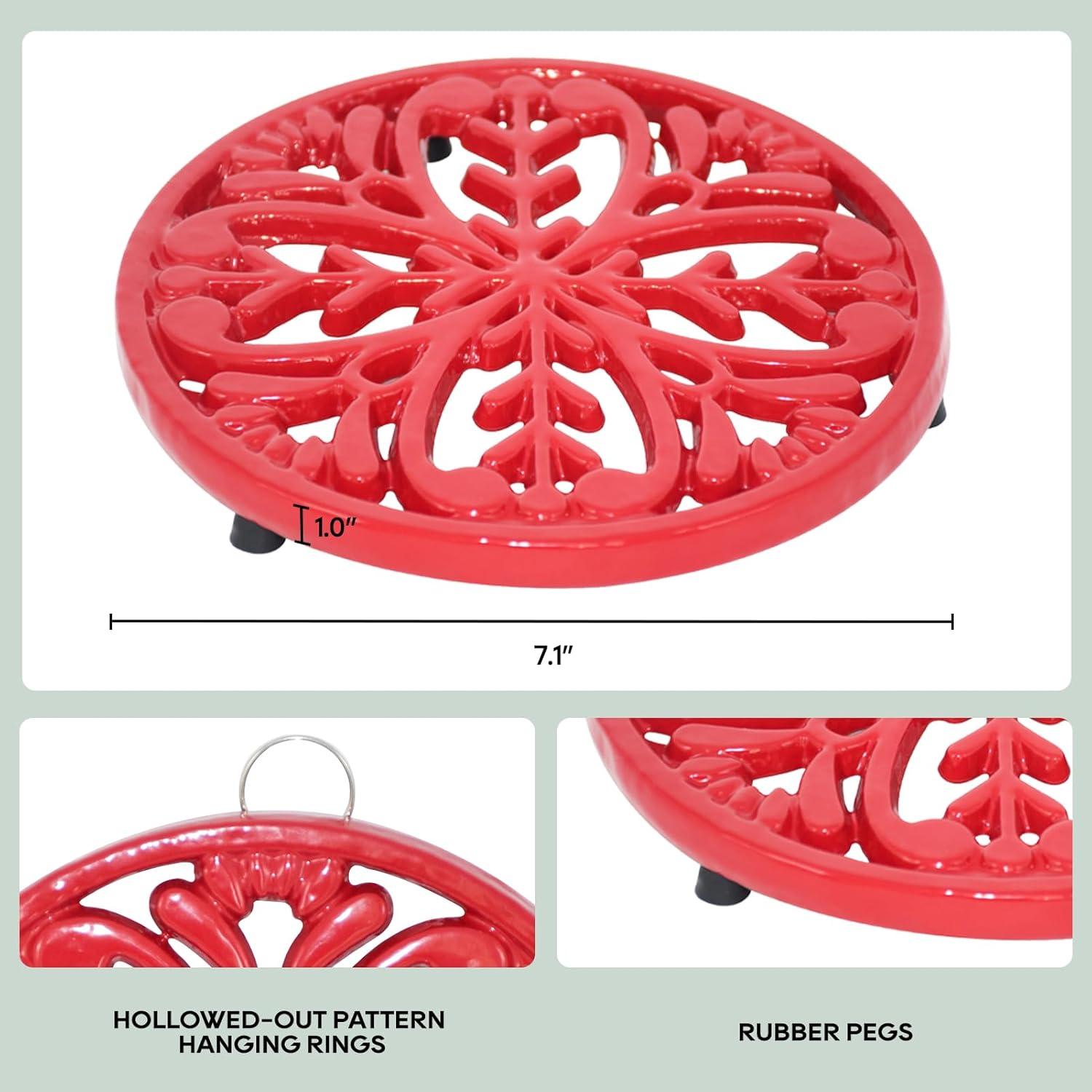 Trivet Cuadrado de Hierro Fundido JOGREFUL Rojo 17.78 cm