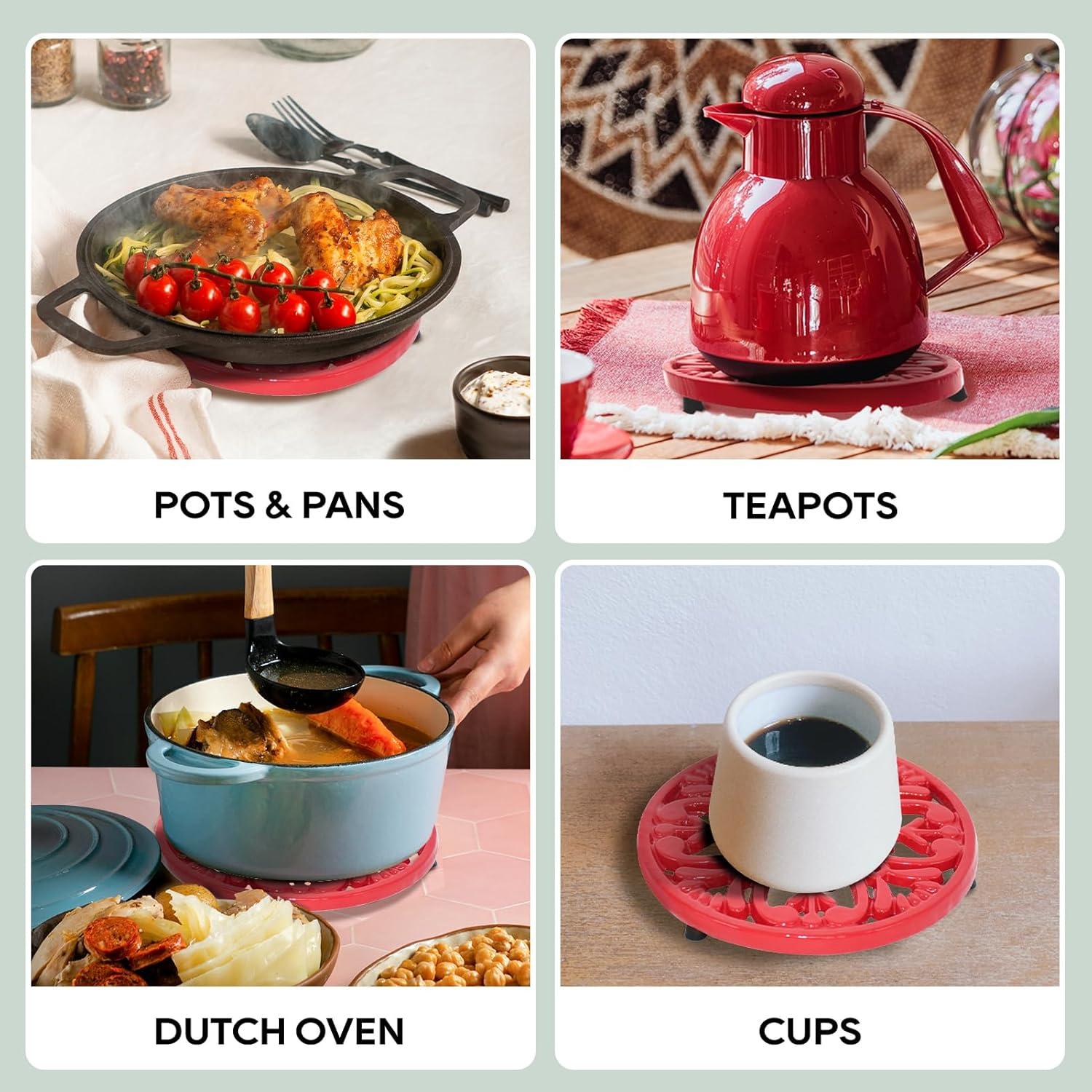 Trivet Cuadrado de Hierro Fundido JOGREFUL Rojo 17.78 cm