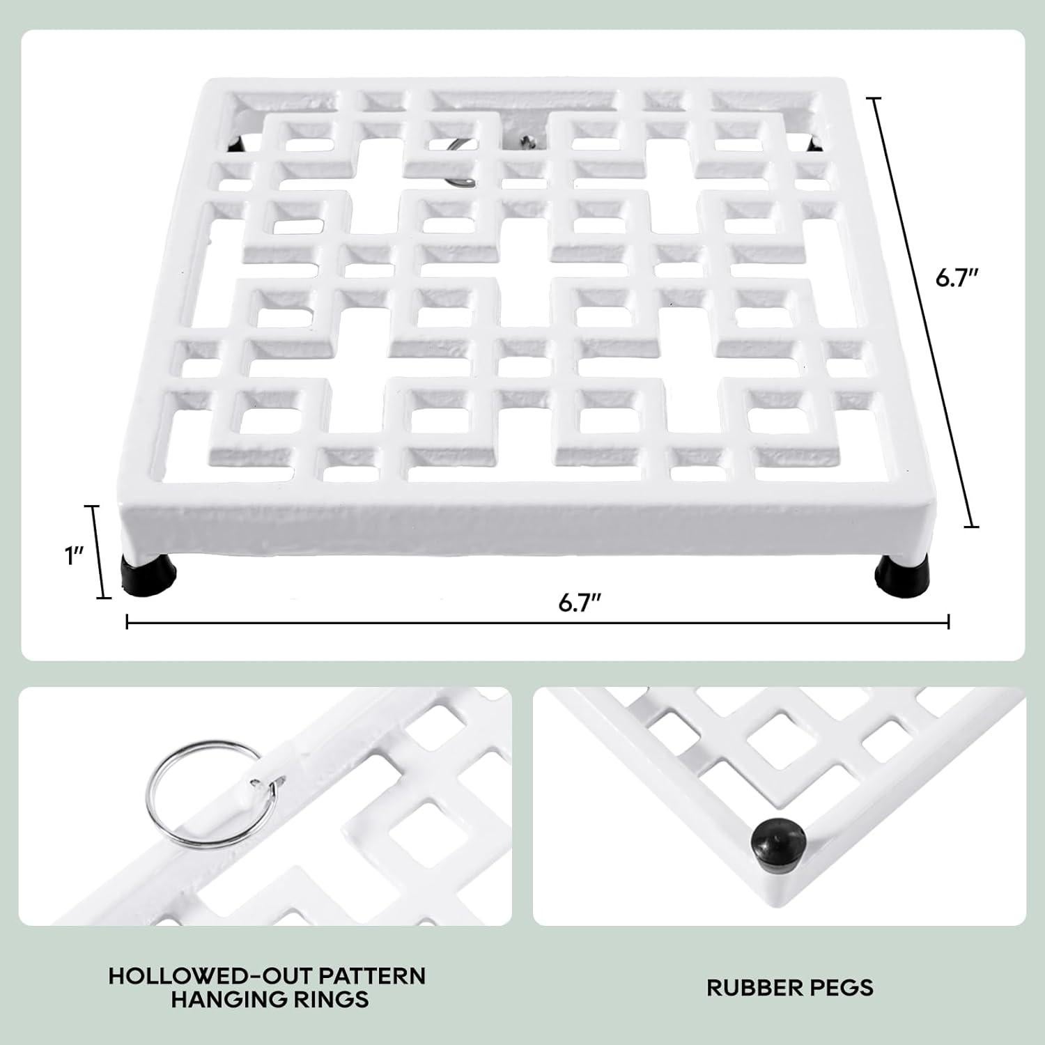 Trivet Cuadrado de Hierro Fundido JOGREFUL Blanco 20x20cm