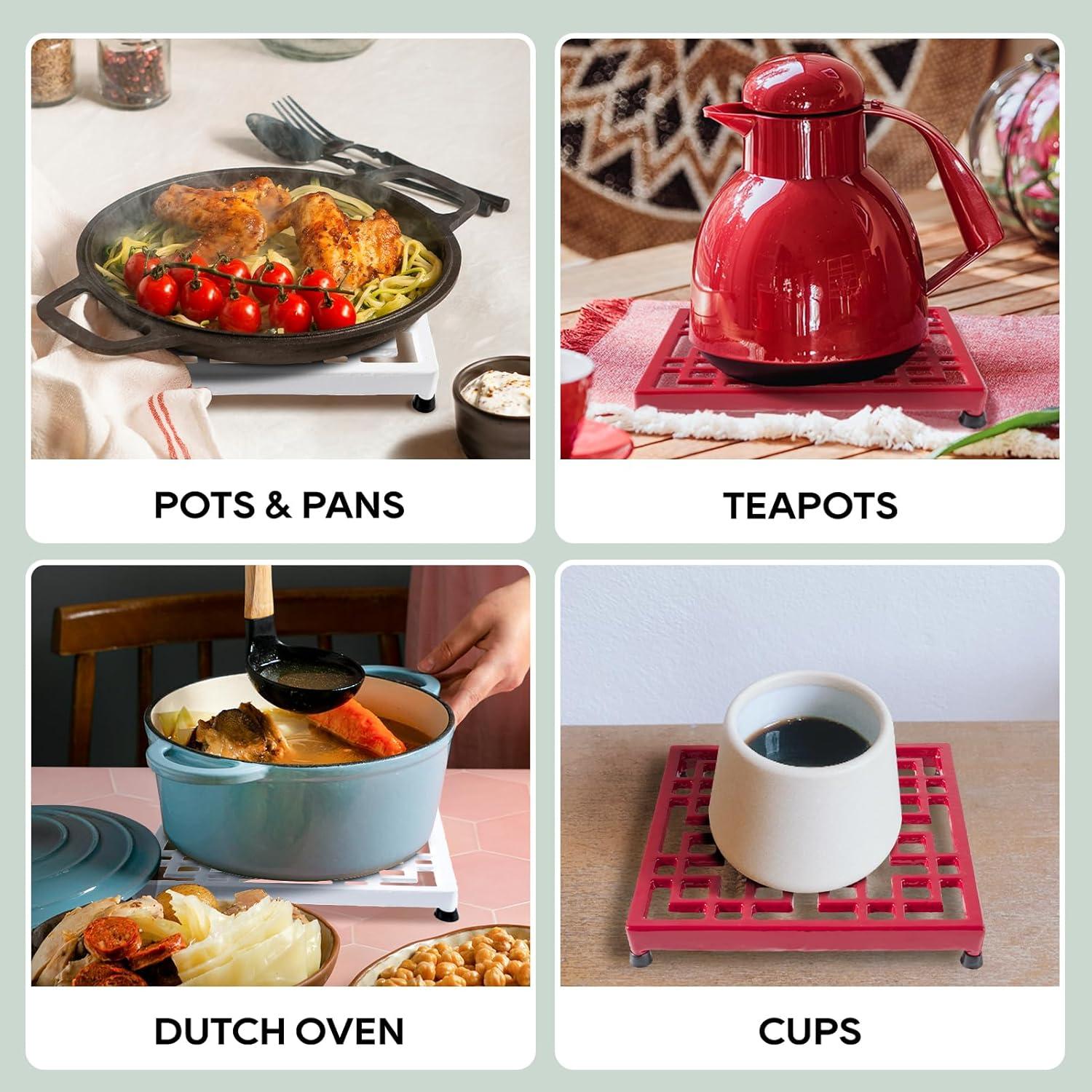 Trivet Cuadrado de Hierro Fundido JOGREFUL Blanco 20x20cm