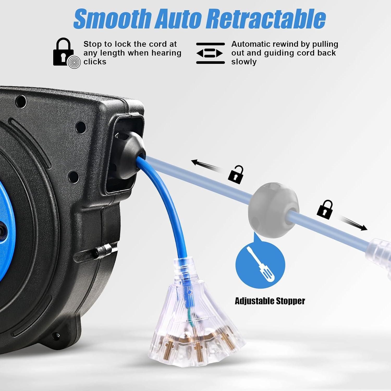 Carrete de Cable de Extensión Retráctil SURAIELEC 13.72 m 12 AWG