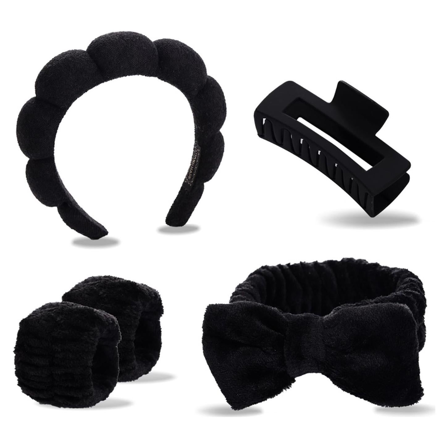 Juego de 5 bandas de spa Tiny Chou para cara y muñecas - Negro