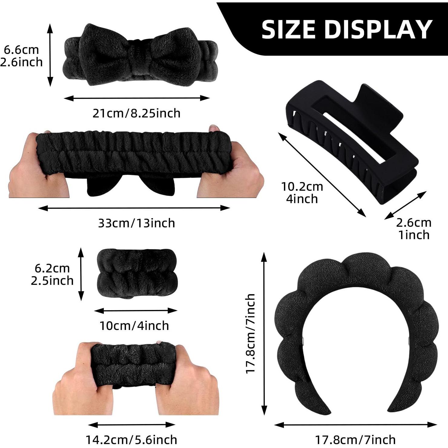 Juego de 5 bandas de spa Tiny Chou para cara y muñecas - Negro