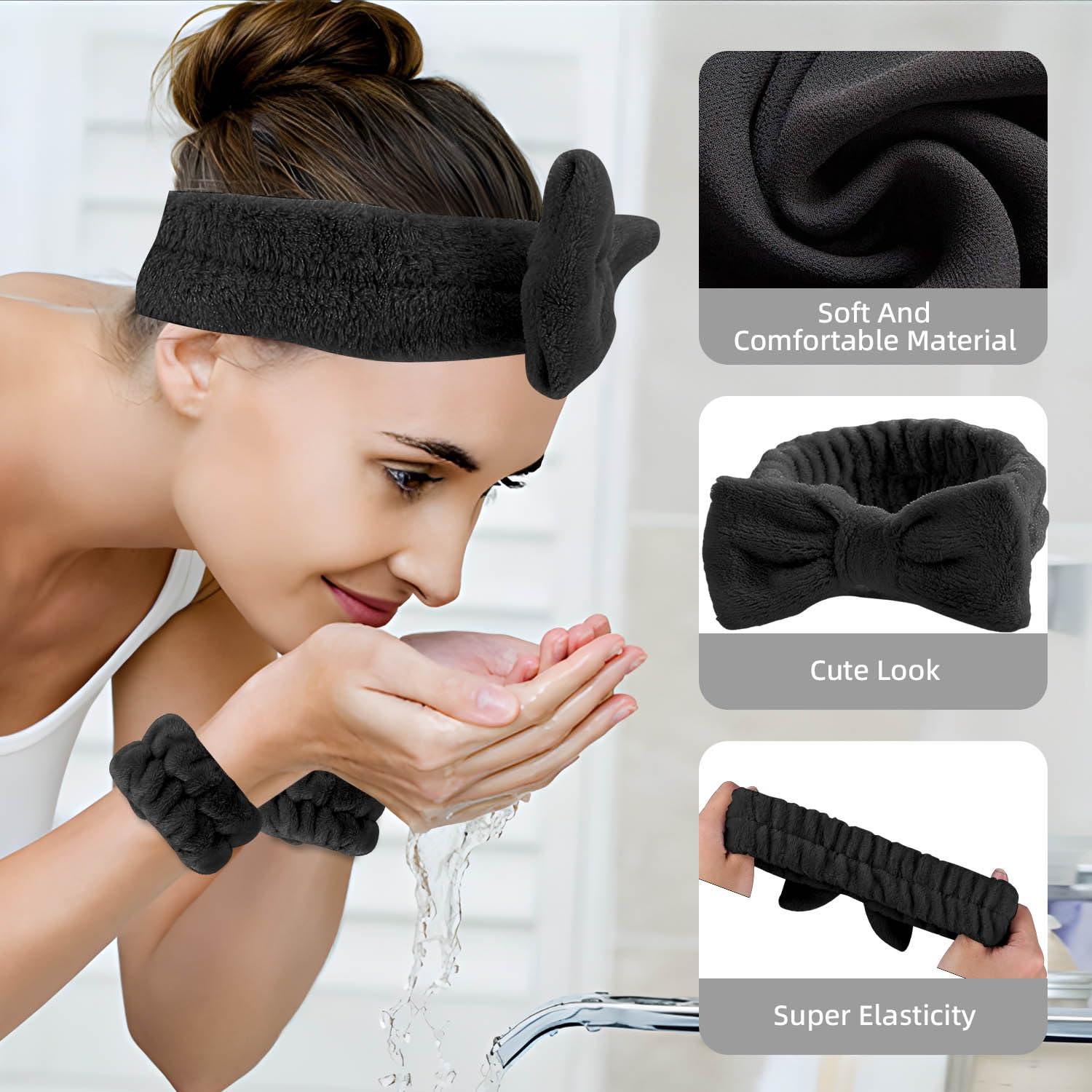 Juego de 5 bandas de spa Tiny Chou para cara y muñecas - Negro