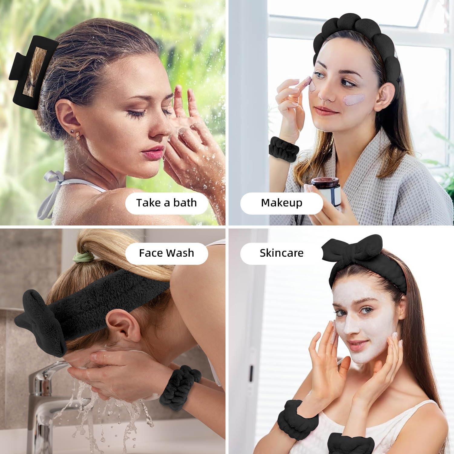 Juego de 5 bandas de spa Tiny Chou para cara y muñecas - Negro