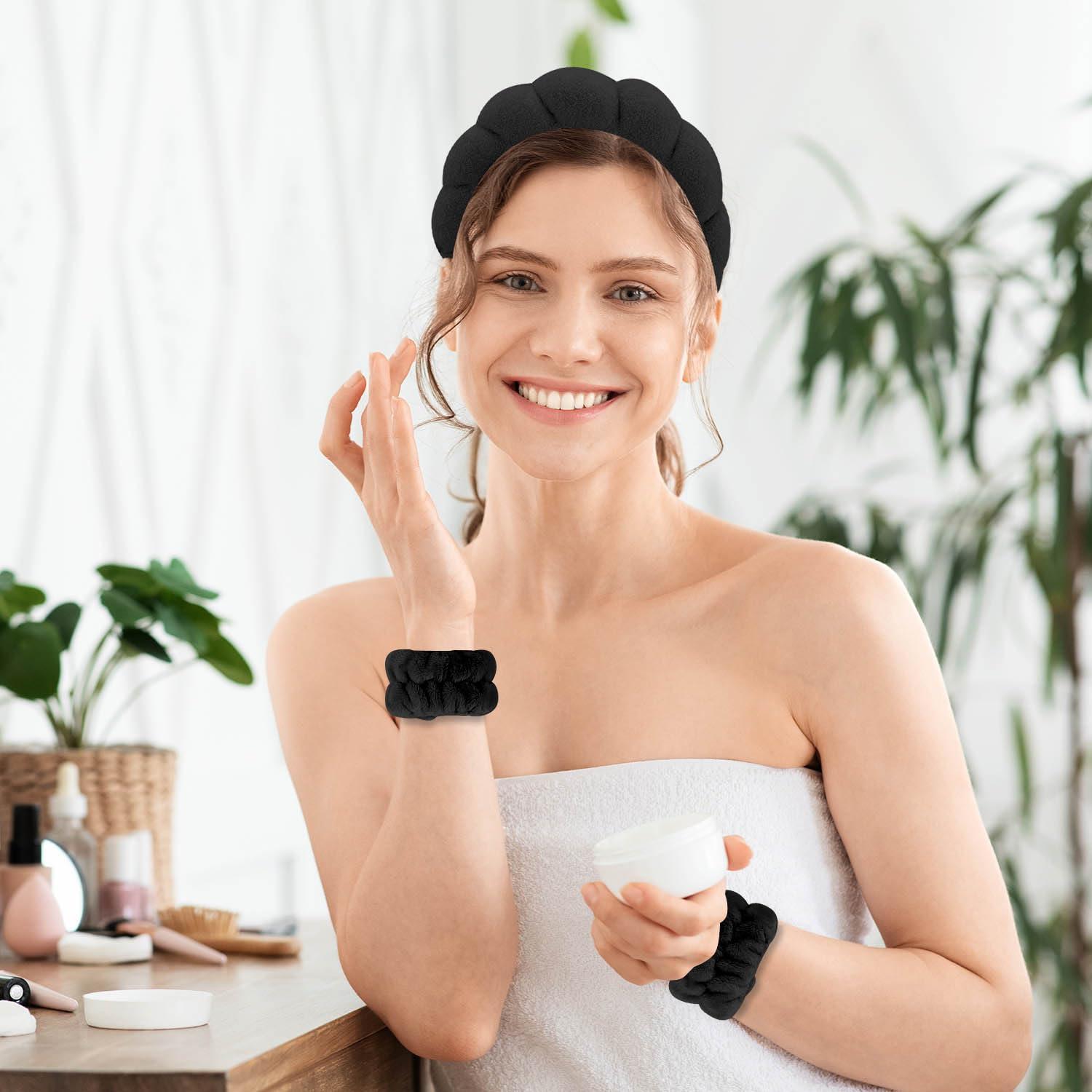 Juego de 5 bandas de spa Tiny Chou para cara y muñecas - Negro