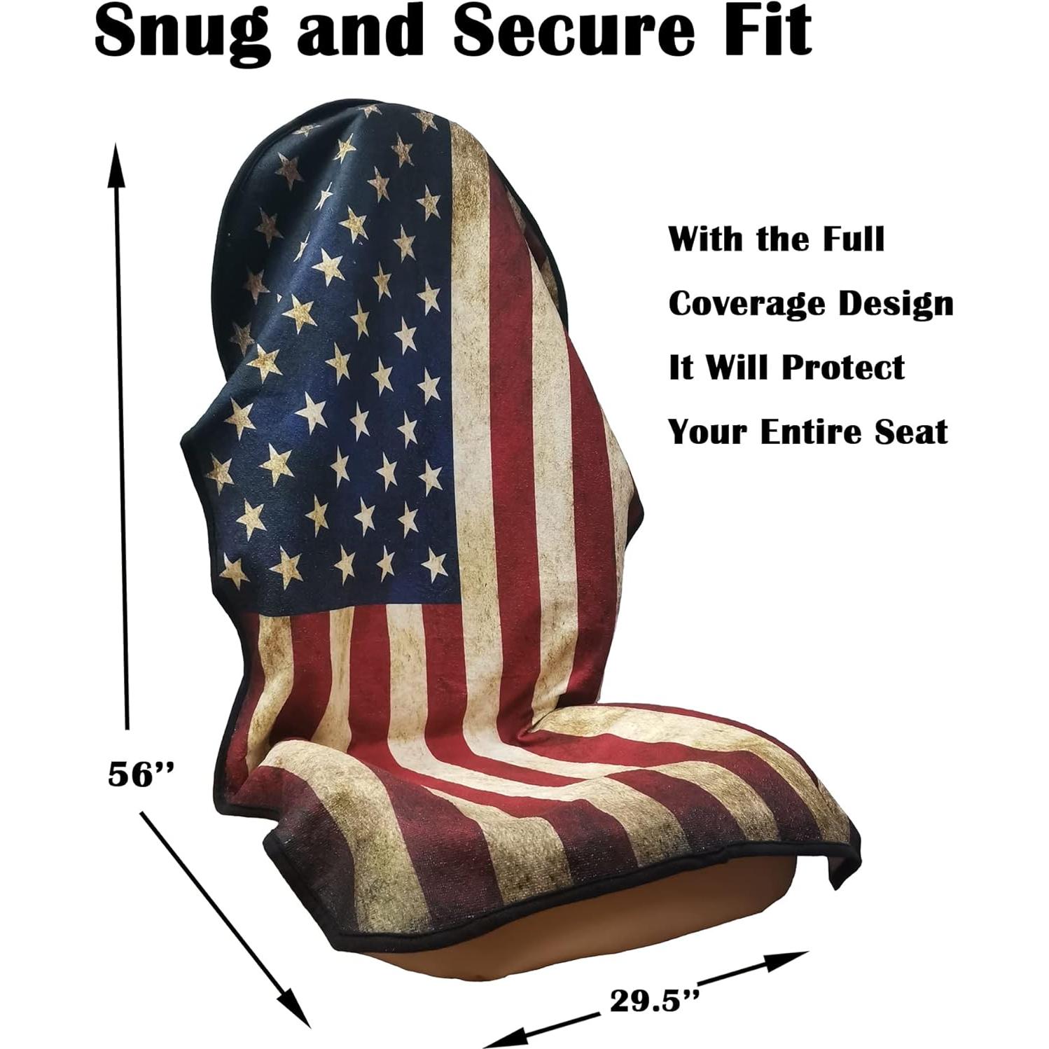 Protector de Asiento de Coche LoyaGour Bandera Americana 1Pcs