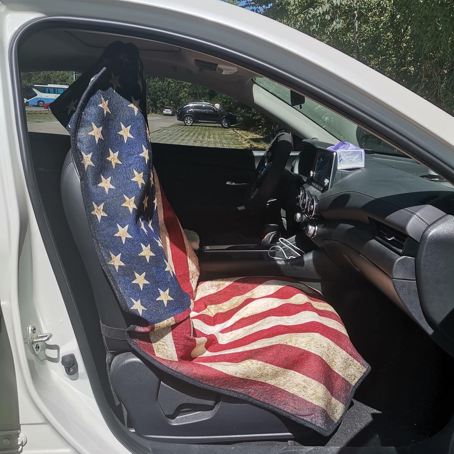Protector de Asiento de Coche LoyaGour Bandera Americana 1Pcs