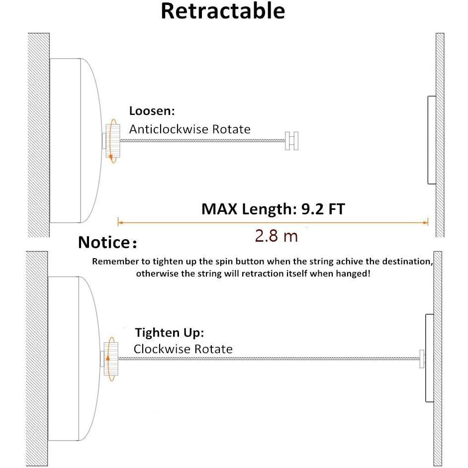 Cuerda Retráctil de Ropa BESy Acero Inoxidable 2.8m Cromado