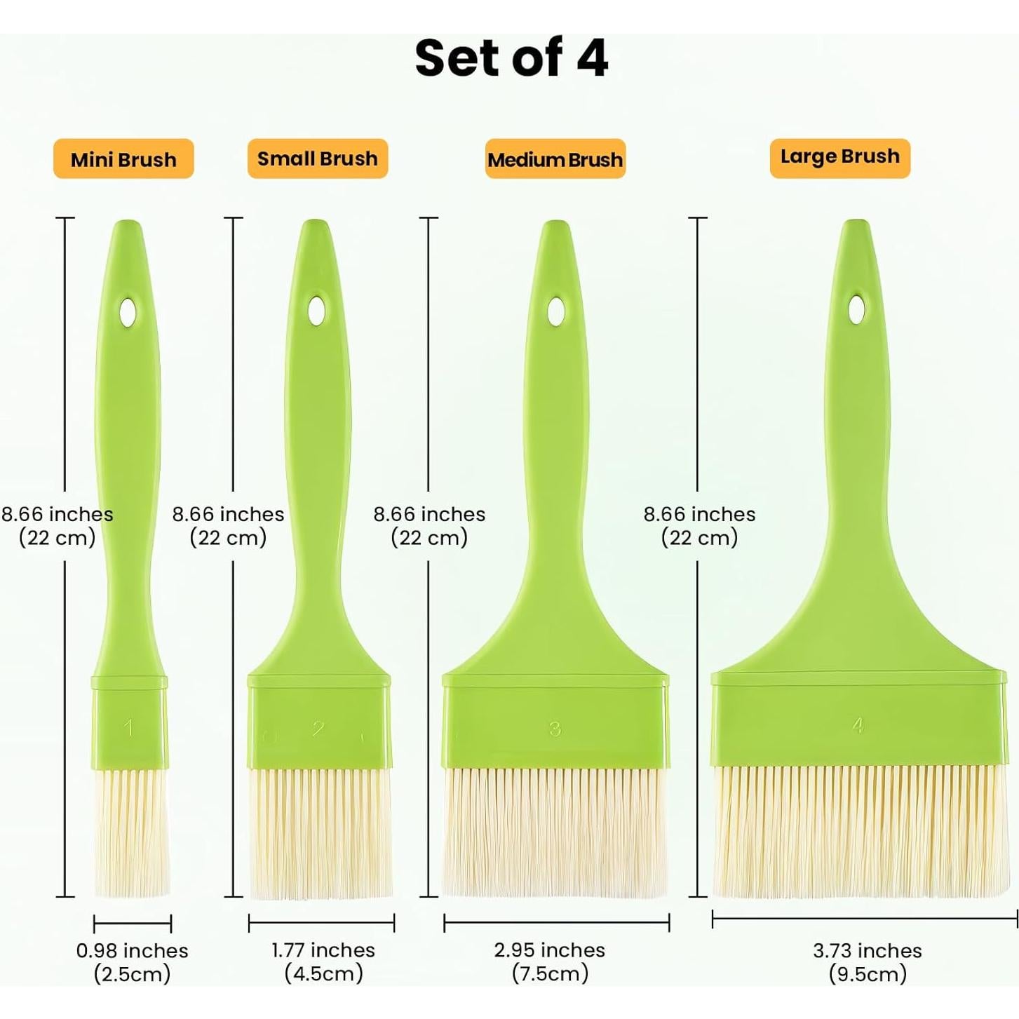 Set de Brochas de Basting GEEKHOM 4 Piezas Verde Resistente al Calor