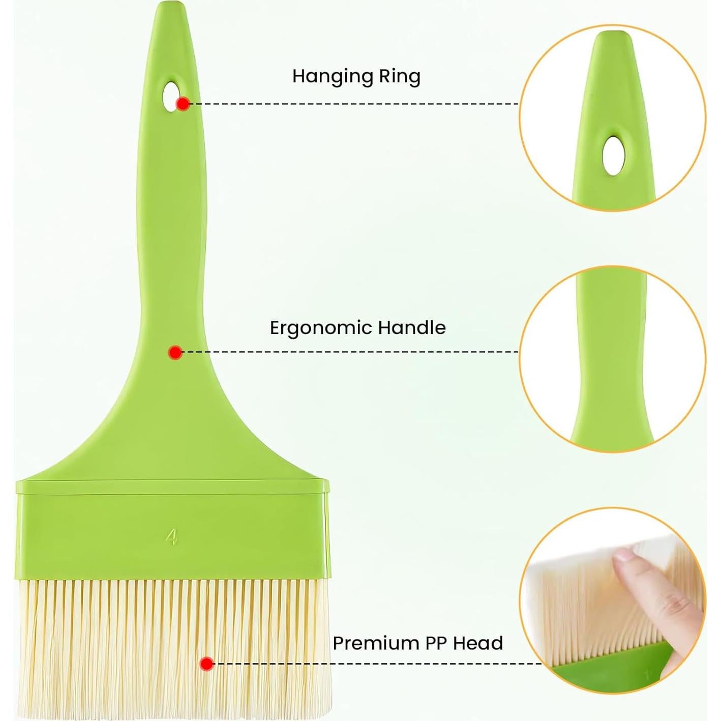 Set de Brochas de Basting GEEKHOM 4 Piezas Verde Resistente al Calor