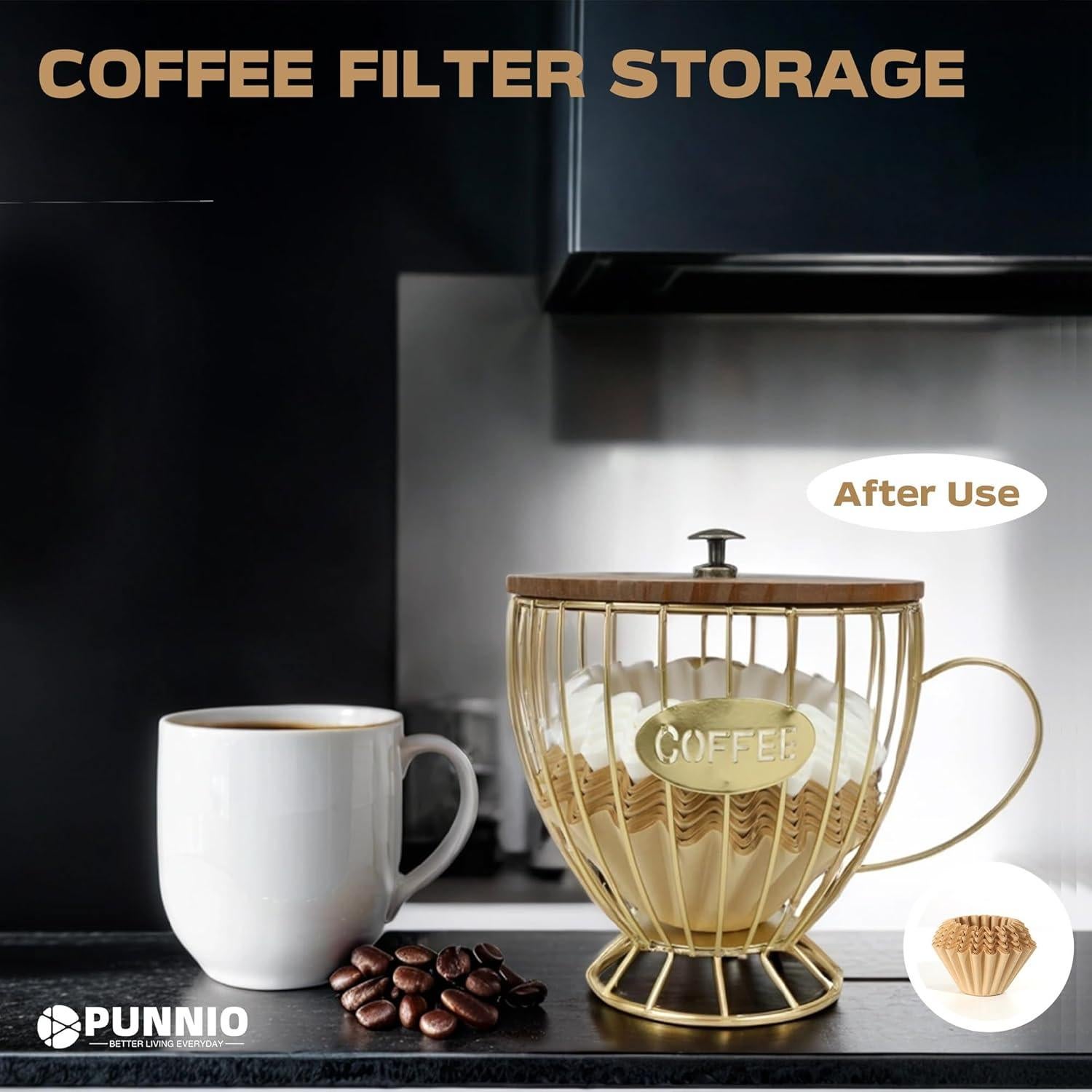 Cesta de Almacenamiento para Filtros de Café PUNNIO CFH-E1 Dorado