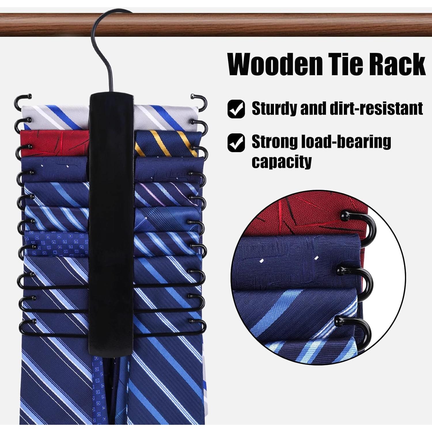 Perchero de Corbatas JOHOUSE de Madera 20 Ganchos Rotatorio 30cm