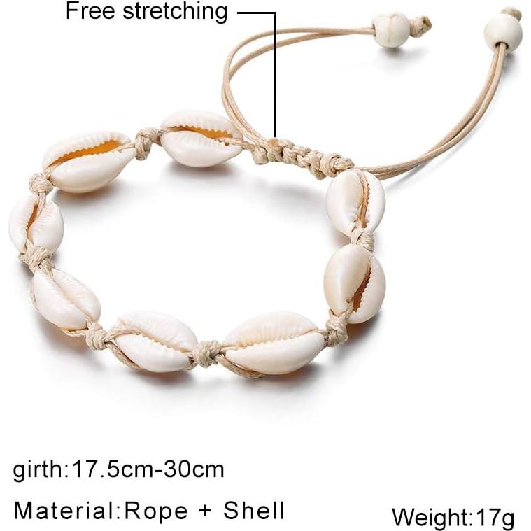 Pulsera de Conchas Puka Fesciory Ajustable para Mujeres