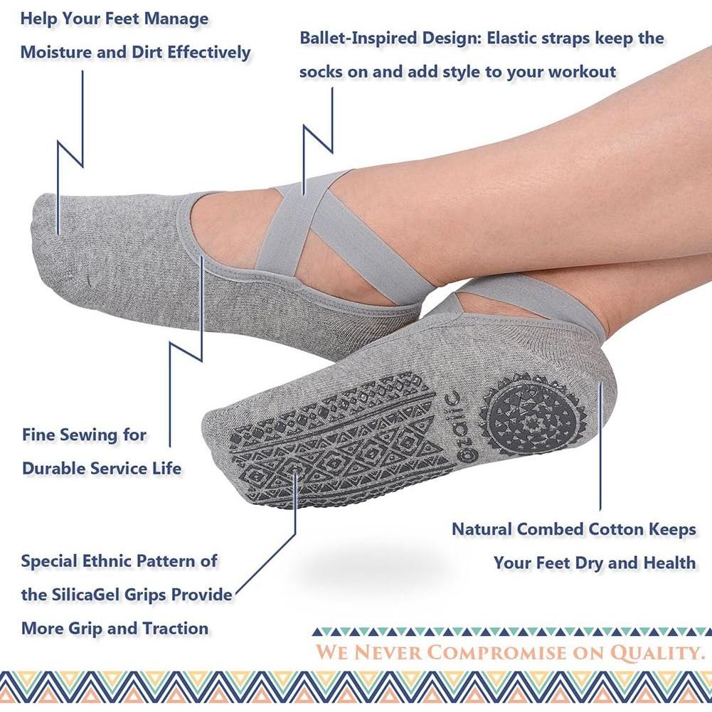 Calcetines de Yoga Ozaiic Antideslizantes para Mujeres - Talla Única